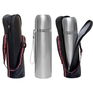 Insulated Thermos w/Cup Cap + Carry Pouch